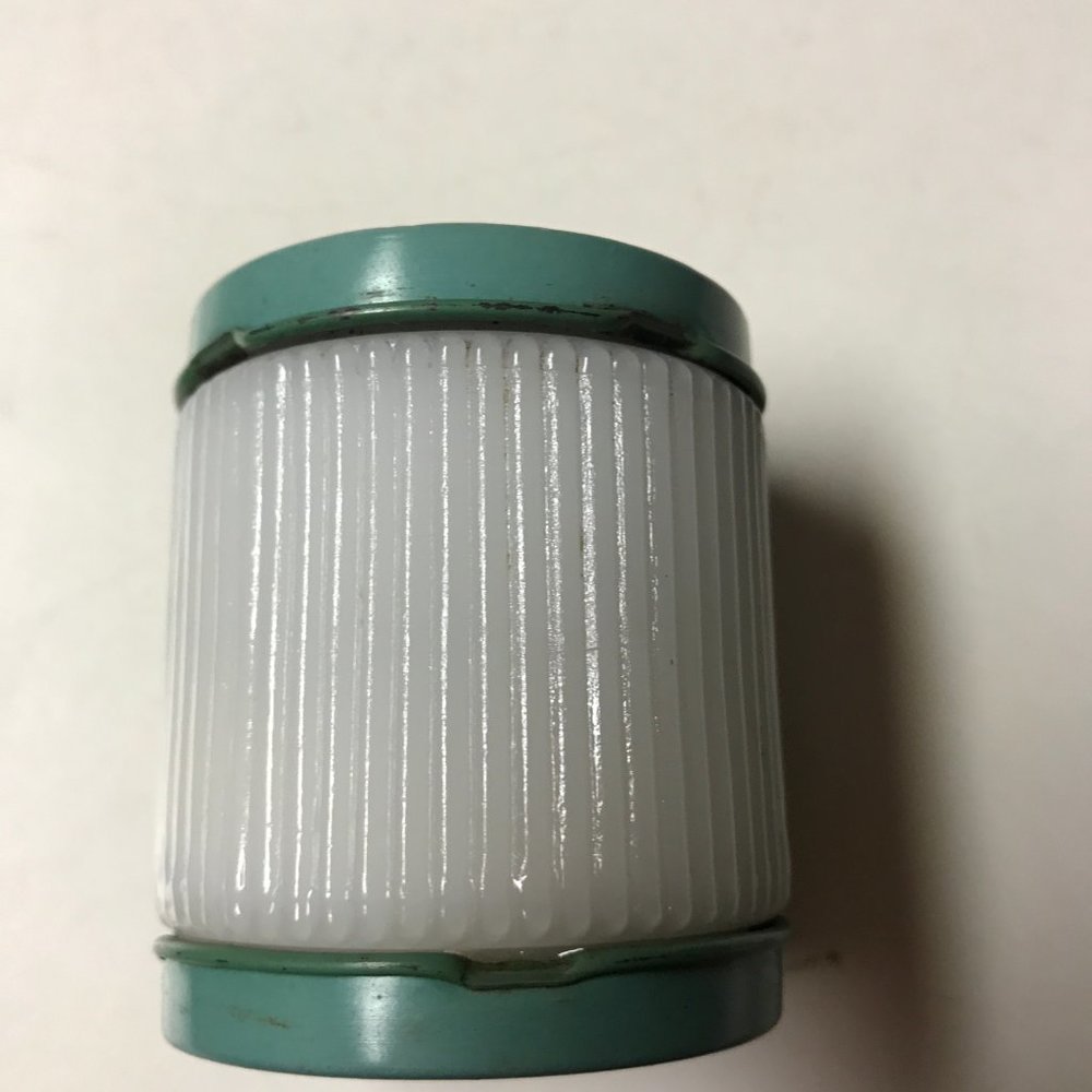 Vintage Lady Esquire Duplex Patent Leather Cream w/ orig sponge Milkglass Jar